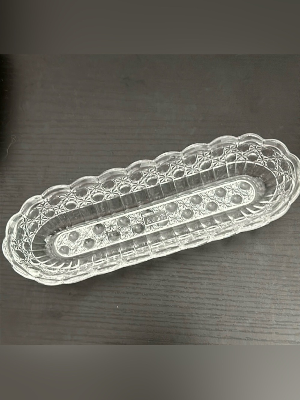 Avon Vintage Oblong Cut Glass Clear Trinket Serving Dish